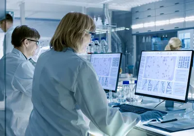 female scientists looking at computers female scientists looking at computers